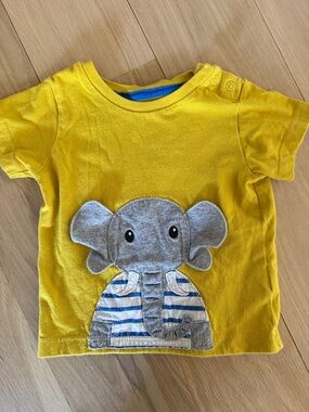 Mini Boden Yellow Kids' Elephant Appliqué T-Shirt